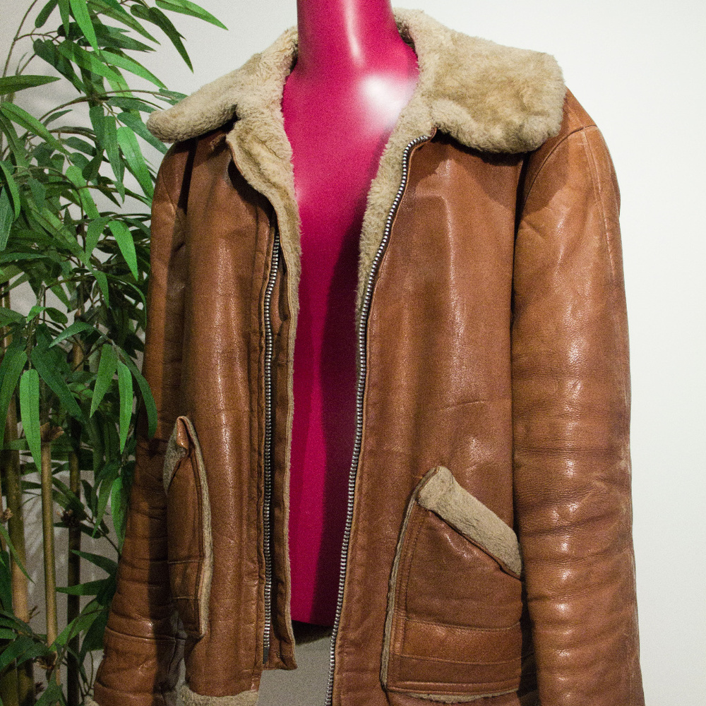 Vintage Brown Leather Flight Jacket